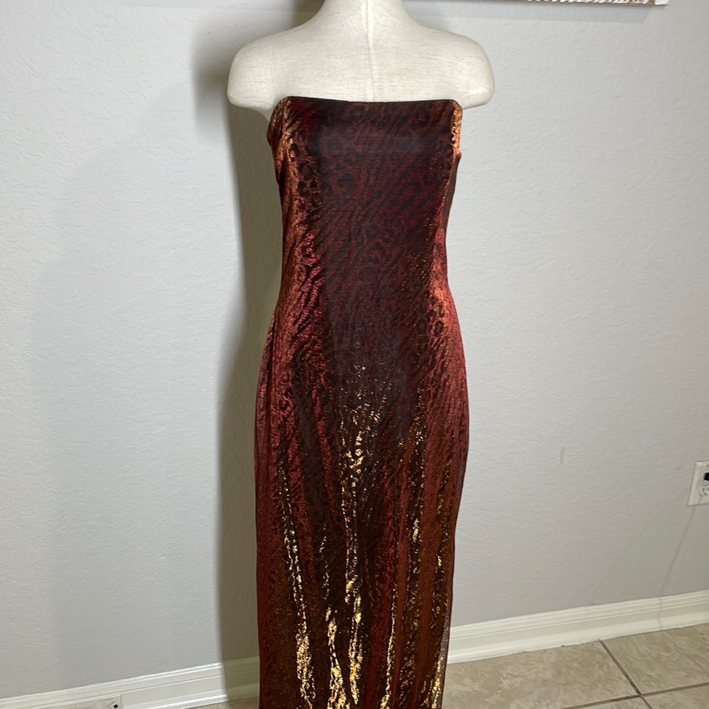 Jessica McClintock for Gunne Sax Millenium 2000 strapless dress leopard large